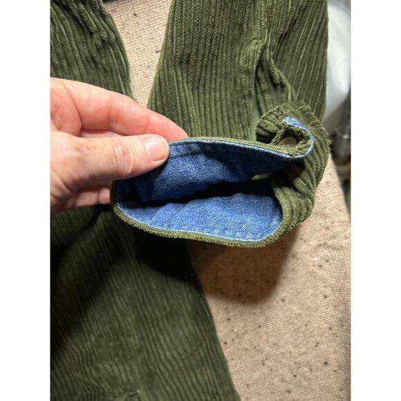 St. John’s Bay 1X Olive Corduroy Shirt Jacket | Denim Cuff Barn Chore Vintage - Picture 5 of 6